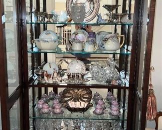 Several collectibles-sterling, crystal, Herend, Royal Crown Derby, Lalique, Bavarian porcelain, Crystal stemware, Waterford crystal