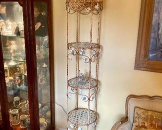 Pair of antique wrought iron plant stands