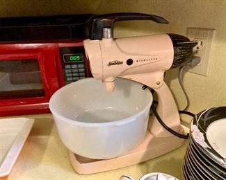vintage pink Sunbeam stand mixer