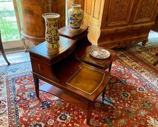 Pair of leather top end tables