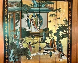 Large painted chinoiserie screen
