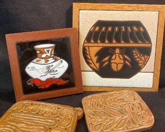 B026 Cleo Teissedre Fiesta Hand Painted Tiles