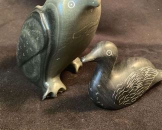 B028 Signed Isaac Appaqaq Loon And Owl