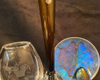 B044 Signed Kosta Crystal Vase And More