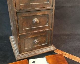 B045 Vintage Small 3 Drawer Wooden Storage Box More