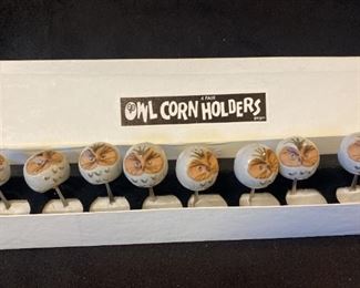 B053 Vintage Fitz Floyd Owl Corn Holders