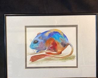B057 Kangaroo Rat Watercolor Signed by Artist