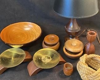 B059 Wood Mango Bowl Wood Lidded Salt Cellars and MOre
