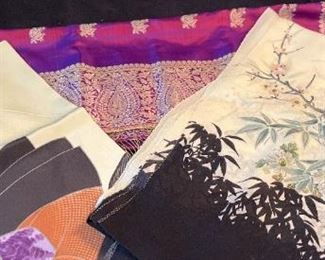 B066 Japanese Hand Stamped Silk Scarf And Indian Scarf