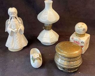 B075 Ceramic Lidded Inkwell Metal Lidded Music Box and More