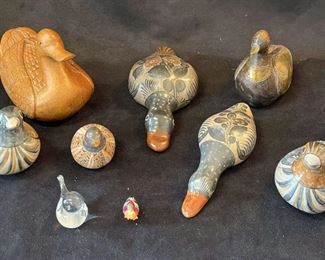 B206 Decorative Mexican Clay Ducks Metal Wood Carved Duck Figurines More