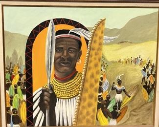M013 Shaka King of the Zulus Original Oil Painting