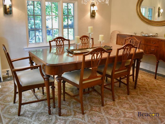 Berkey & Gay Furniture dining table with one leaf and six chairs