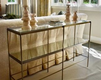 Metal and glass tiered sofa table