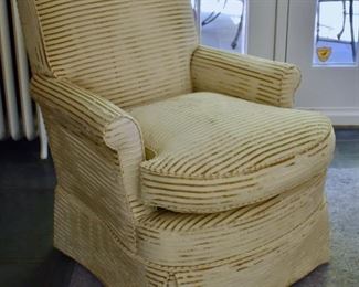 One of a pair of striped chairs
