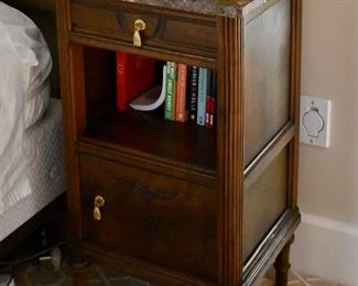 Pair of marble top nightstands
