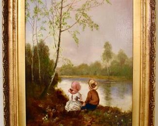Signed 1905 oil painting on canvas