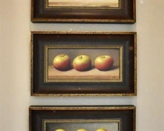 Set of 3 still life paintings on board