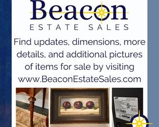 Find updates, dimensions and more details at BeaconEstateSales.com