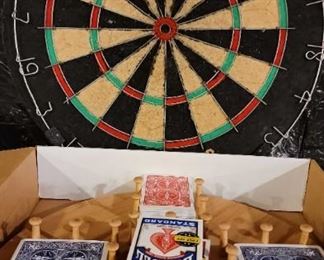 Dart Board with Hand and Foot Card Game