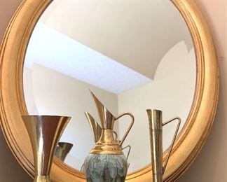 Delft Brass Handle Vases and Bombay Company Mirror