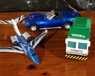 Matchbox Jet, Corvette, and Tonka Truck
