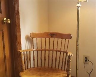 Nichols and Stone Co Rocking Chair and Brass Reading Lamp
