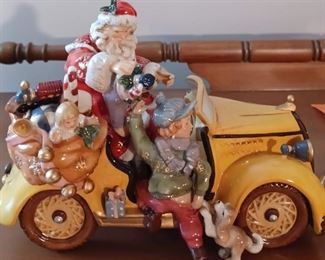 Porcelain Santa on Wheels
