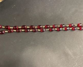 14k Yellow Gold & Red Amber Necklace