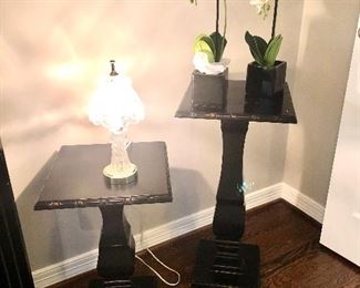 Pair of staggered height tables/pedestals