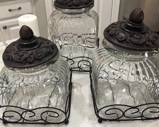 Glass/metal canister set