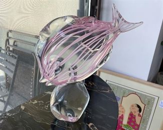 Murano Glass - oversized standing fish - signed "Millors L" 