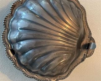 Shell SP Butter Dish with cobalt glass SOLD