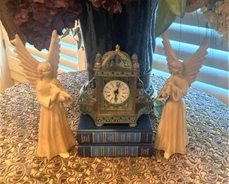 Cloisonné  clock; angels