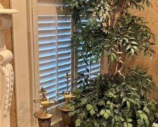 Matching lamps (no shades); artificial plant