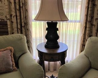 Lamp and small round table