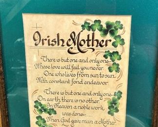 "Irish Mother" framed poem