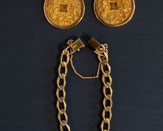 18 Karat Bracelet and Medallions