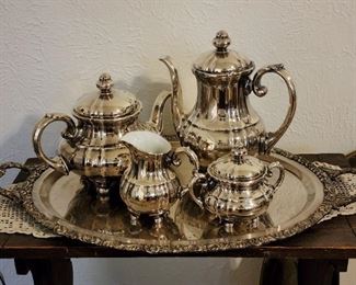 Silver with Porcelain Tea Set