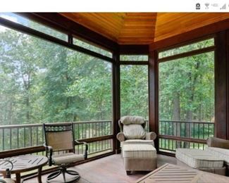 screened in room, furniture always under cover.  Chairs & sofa are a resin mesh