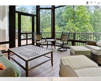screened in room, furniture always under cover.  Chairs & sofa are a resin mesh
