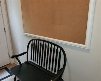 bench and cork board