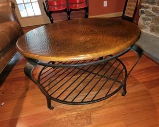 hammered copper top table
