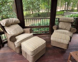 screened in room, furniture always under cover.  Chairs & sofa are a resin mesh