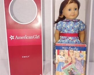 American Girl Emily doll in box with book