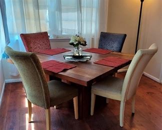 . Rustic Solid Wood Pedestal Square Dining Table