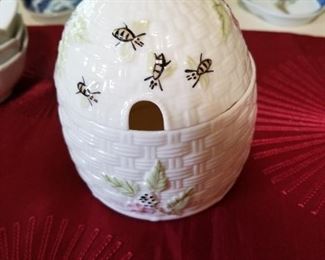 Belleek honey pot