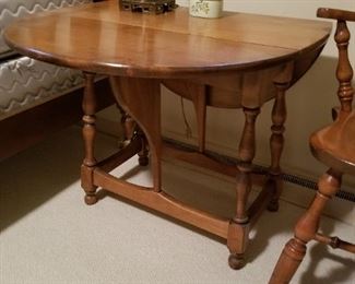 Heywood Wakefield small drop leaf walnut table. Perfect condition