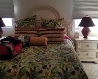 Top quality bedroom ensemble. Furniture by Stanley. Queen bed; two nightstands, dresser & mirror