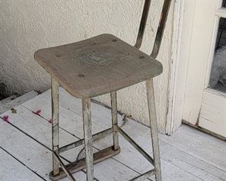 6.  $80.00.   Industrial stool shabby wood with metal 
35” X 13” X 15” 